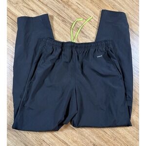 Hind Mens Medium Black Running Pants Track Joggers Neon Zip Pockets